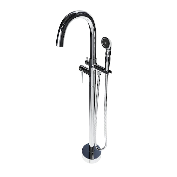 Castello Usa Neptune Freestanding Chrome Gooseneck Tub Filler Faucet with Breeze Handle CB-F04-CR-J0806 - main